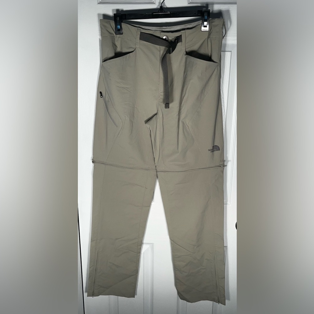 The North Face Tan Convertible Pants Men’s Size 32 Cargo Hiking Belted Nylon Zip